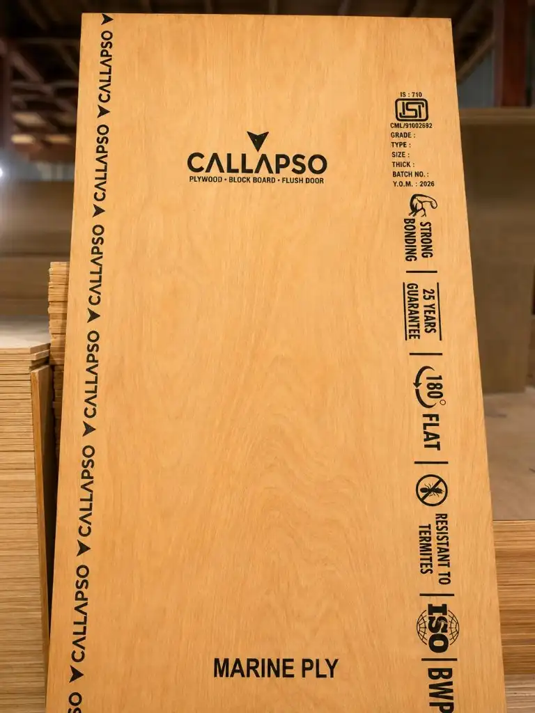 Callapso marine BWP plywood sheet stamped IS-710 with 25-year guarantee
