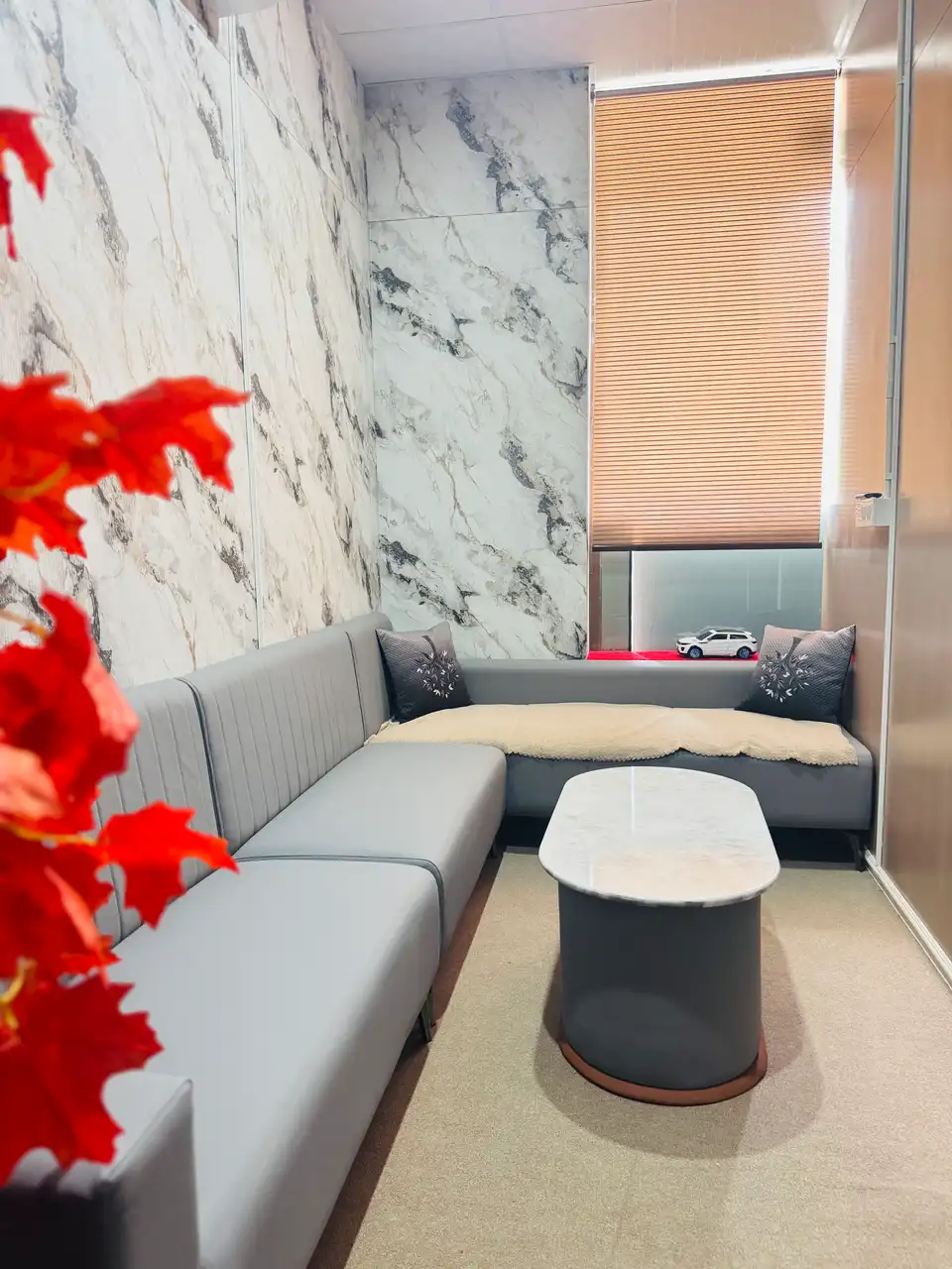 Portrait view of showroom interior displays and finishes